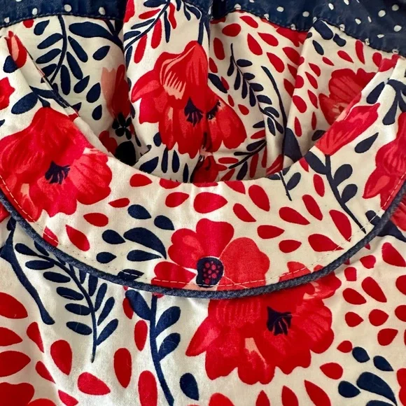 EUC Nannette Kids red, white, & blue floral dress w/ petticoat, zipper, tie. 2T. - Picture 4 of 8